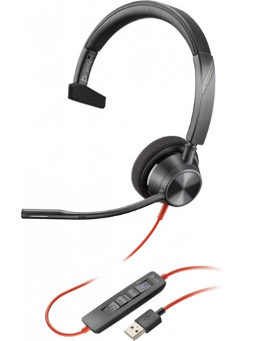 POLY Cuffia Blackwire 3310 Microsoft Teams con connettore USB-A, certificata per Microsoft Teams