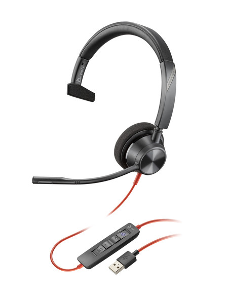 POLY Cuffia Blackwire 3310 Microsoft Teams con connettore USB-A, certificata per Microsoft Teams