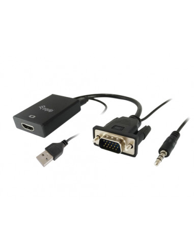 Equip 119038 cavo e adattatore video 0,2 m VGA (D-Sub) + 3.5mm DVI-D + USB Nero
