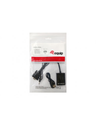 Equip 119038 cavo e adattatore video 0,2 m VGA (D-Sub) + 3.5mm DVI-D + USB Nero