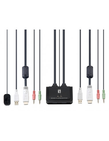 LevelOne KVM-0290 switch per keyboard-video-mouse (kvm) Nero, Grigio