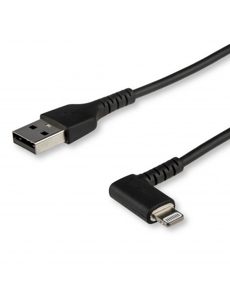 StarTech.com Cavo da USB-A a Lightening da 2m durevole - nero ad angolo retto a 90&deg in fibra aramidica - Robusto e resistente