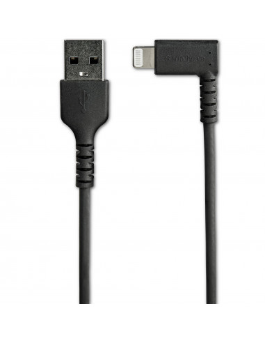 StarTech.com Cavo da USB-A a Lightening da 2m durevole - nero ad angolo retto a 90&deg in fibra aramidica - Robusto e resistente