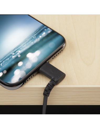 StarTech.com Cavo da USB-A a Lightening da 2m durevole - nero ad angolo retto a 90&deg in fibra aramidica - Robusto e resistente