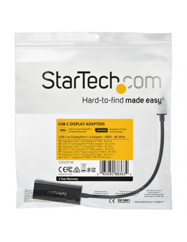 StarTech.com Adattatore da USB C a DisplayPort - Convertitore video USB tipo C a DP 1.4 Alt Mode - 8K/5K/4K - HBR3/DSC/HDR - Ada