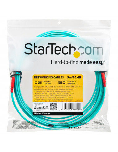 StarTech.com Cavo in fibra ottica multimodale da LC/UPC a LC/UPC OM4 da 5 m - Fibra LOMMF/VCSEL Zipcord da 50/125 µm, Reti 100G