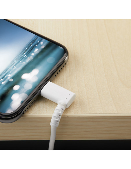 StarTech.com Cavo da USB-A a Lightening da 1m durevole - bianco ad angolo retto a 90° in fribra aramidica - Robusto e resistent