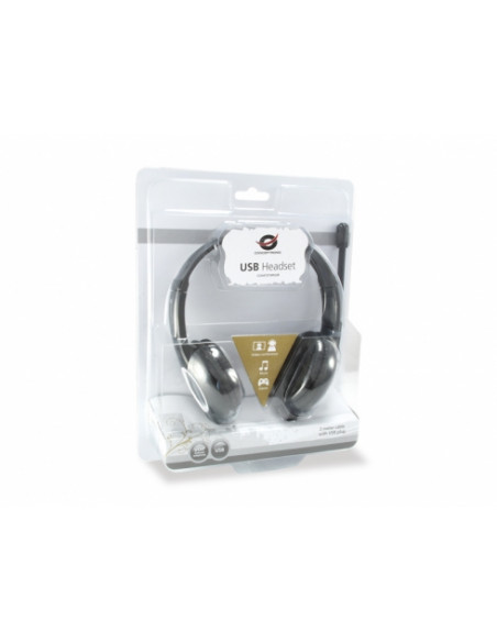 Conceptronic CCHATSTARU2B cuffia e auricolare Cablato A Padiglione Musica e Chiamate USB tipo A Nero, Rosso