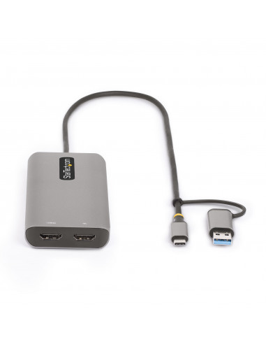 StarTech.com Adattatore multiporta USB-C con dongle USB-C a USB-A, doppio HDMI (4K30Hz/1080p60Hz), Hub USB-A 5Gbps a 3 porte, mi