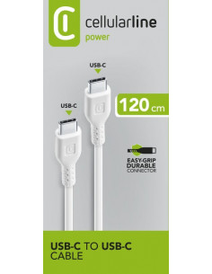 Cellularline Power Cable 120cm - USB-C to USB-C Cavo USB-C to USB-C per ricarica e trasferimento dati
