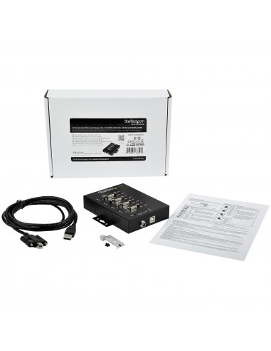 StarTech.com Hub Seriale 4 Porte da USB a RS232/RS485/RS422 -Hub Convertitore industriale da USB 2.0 a DB9 - Protezione IP30 - H