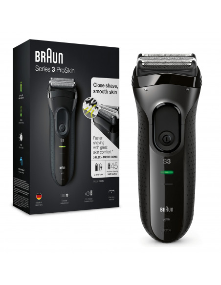 Braun Series 3 ProSkin 3020s Rasoio Elettrico, Nero - Rasoio Elettrico Ricaricabile