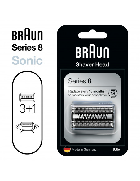 Braun Series 8 83M Testina Di Ricambio Per Rasoio Elettrico Uomo - Argento - Compatibile Con Rasoio Elettrico