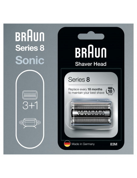 Braun Series 8 83M Testina Di Ricambio Per Rasoio Elettrico Uomo - Argento - Compatibile Con Rasoio Elettrico