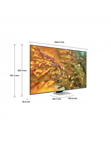 Samsung Q80D TV QLED 4K 65” QE65Q80DATXZT Smart TV Wi-Fi Eclipse Silver 2024, Processore NQ4 AI GEN2, 4K AI Upscaling, Simple 