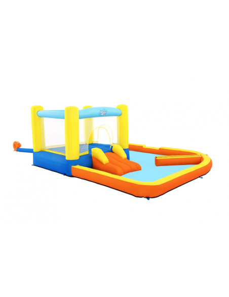Bestway Piscina parco acquatico beach bounger mis.365x340x152 cm, poliestere rivestito in PVC, mini scivolo a una corsia, spruzz