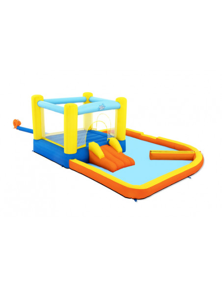 Bestway Piscina parco acquatico beach bounger mis.365x340x152 cm, poliestere rivestito in PVC, mini scivolo a una corsia, spruzz