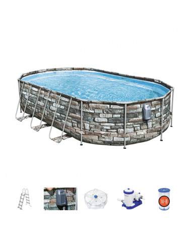 Bestway Power Steel 56719 piscina fuori terra Piscina con bordi Piscina ovale 20241 L Multicolore
