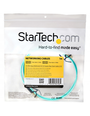 StarTech.com Cavo di rete patch Duplex in fibra ottica multimodale LSZH 50/125 da 10 Gb 1m LC-LC - acqua