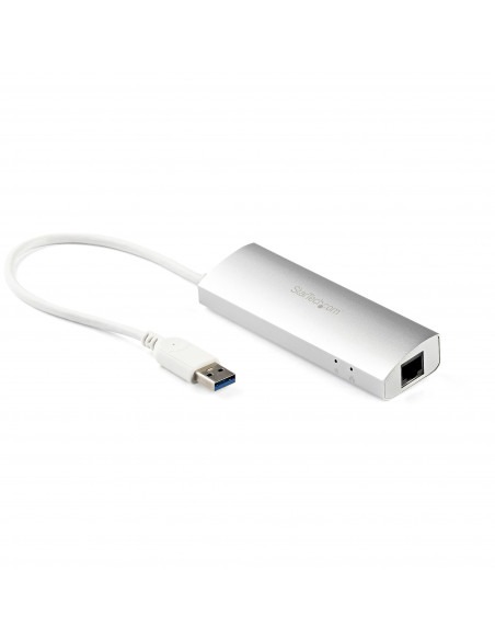StarTech.com Hub USB a 3 porte con Ethernet, 3 porte USB-A, Gigabit Ethernet/GbE, USB 5Gbps, alimentato tramite USB, hub USB 3.0