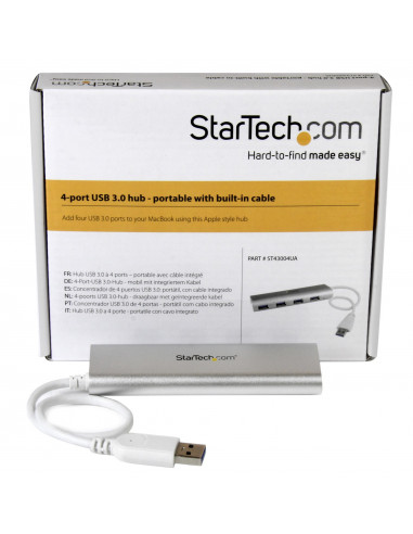 StarTech.com Hub USB a 4 porte, Da USB A a 4 porte USB-A, USB 5Gbps, design robusto, alimentazione via bus, hub USB 3.0 portatil