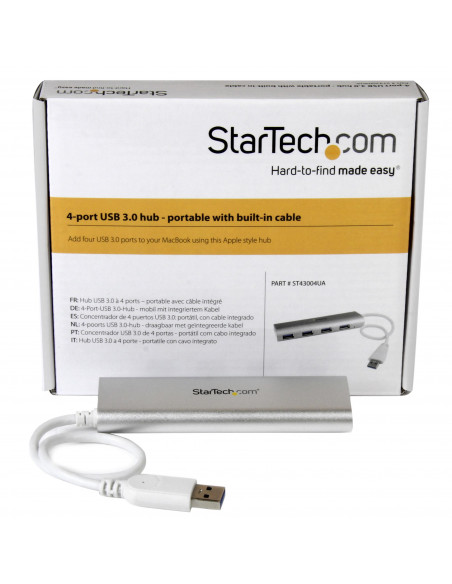StarTech.com Hub USB a 4 porte, Da USB A a 4 porte USB-A, USB 5Gbps, design robusto, alimentazione via bus, hub USB 3.0 portatil