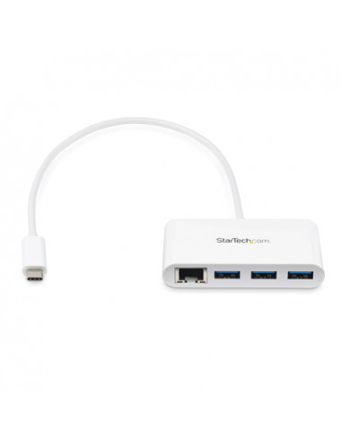 StarTech.com Hub USB 3.0 (5Gbps) a 3 porte con Gigabit Ethernet - USB-C a 3x USB-A - Bianco
