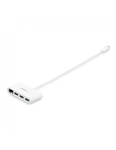 StarTech.com Hub USB 3.0 (5Gbps) a 3 porte con Gigabit Ethernet - USB-C a 3x USB-A - Bianco