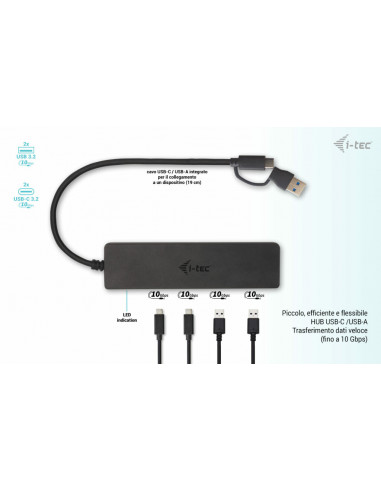 i-tec Metal USB-A/USB-C HUB 2x USB 3.0 + 2x USB-C (10 Gbps)
