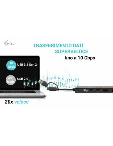 i-tec Metal USB-A/USB-C HUB 2x USB 3.0 + 2x USB-C (10 Gbps)
