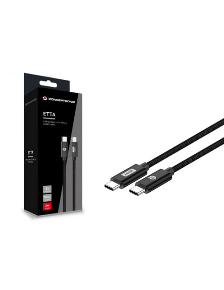 Conceptronic ETTA03B12 cavo USB USB 2.0 1,2 m USB C Nero