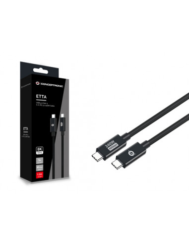 Conceptronic ETTA04B12 cavo USB USB4 Gen 3x2 1,2 m USB C Nero