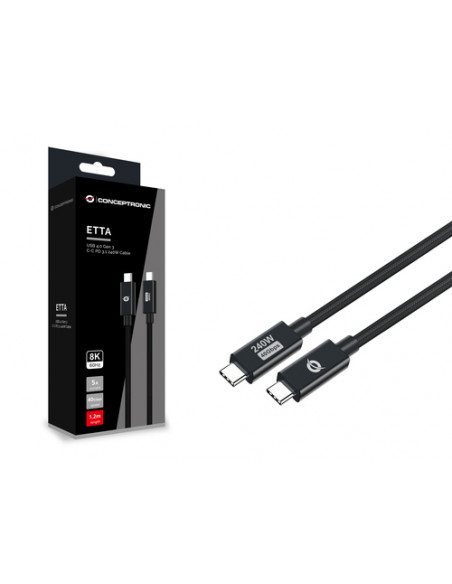 Conceptronic ETTA04B12 cavo USB USB4 Gen 3x2 1,2 m USB C Nero