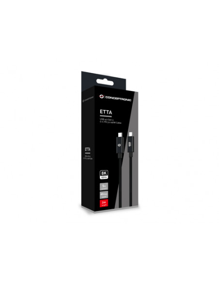 Conceptronic ETTA04B20 cavo USB USB4 Gen 3x2 2 m USB C Nero