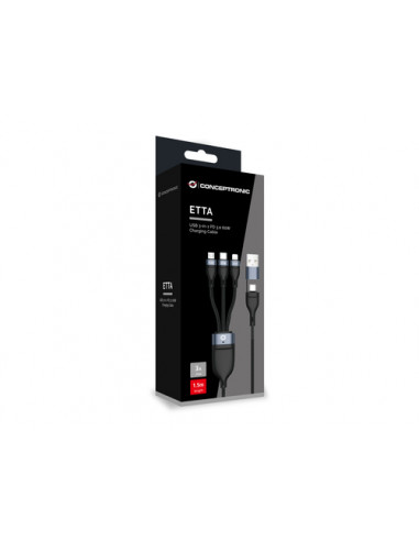 Conceptronic ETTA05B15 cavo USB USB 2.0 1,5 m USB C USB C/Micro-USB B/Lightning Nero