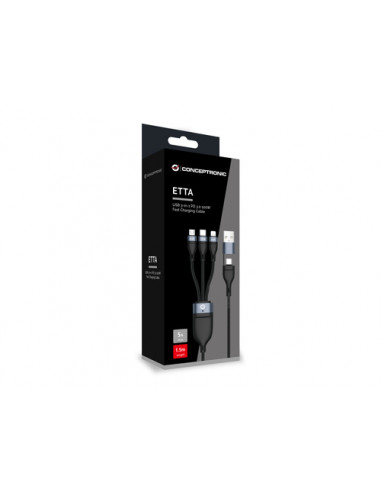 Conceptronic ETTA06B15 cavo USB USB 2.0 1,5 m USB C USB C/Micro-USB B/Lightning Nero