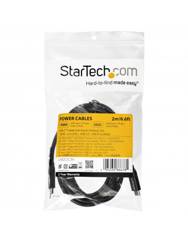 StarTech.com Cavo USB-C a USB-C con Power Delivery PD 5A - M/M - USB2.0 - Conforme USB-IF da 2m
