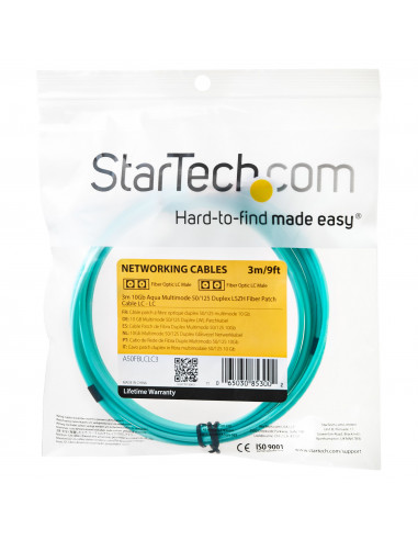 StarTech.com Cavo patch duplex LSZH fibra multimodale 50/125 3 m 10 Gb Aqua LC - LC