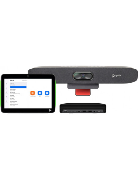 POLY Studio Small Room Bundle for Zoom Rooms: Studio R30 USB Video Bar and HP PC w/TC10 (ABB)