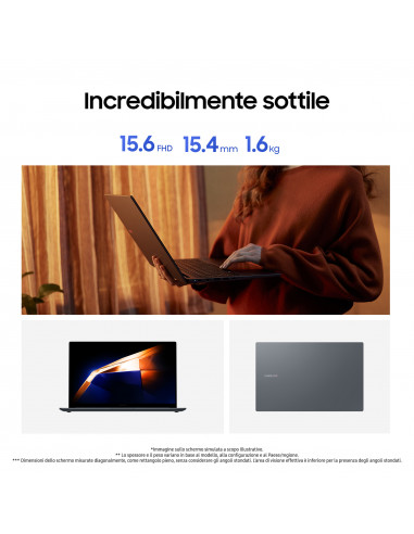 Samsung Galaxy Book4 Intel Core 7 150U Computer portatile 39,6 cm (15.6") Full HD 16 GB LPDDR4x-SDRAM 1 TB SSD NVIDIA GeForce MX