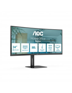 AOC V5 CU34V5C/BK Monitor PC 86,4 cm (34") 3440 x 1440 Pixel Wide Quad HD LED Nero