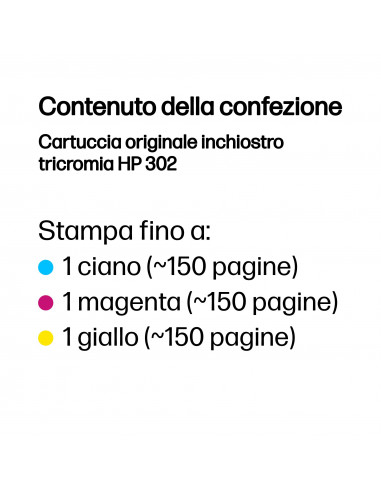 HP Cartuccia originale inchiostro tricromia 302
