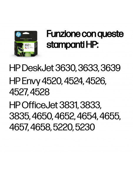 HP Cartuccia originale inchiostro tricromia ad alta capacità 302XL