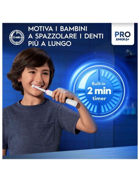 Oral-B PRO 14876674 spazzolino elettrico Bambino Spazzolino rotante Multicolore, Bianco