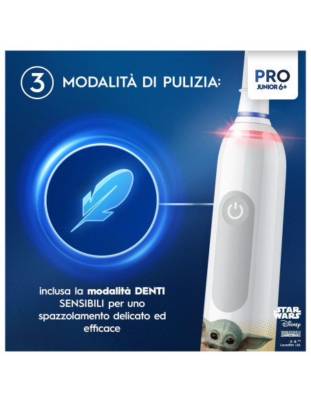 Oral-B PRO 14876674 spazzolino elettrico Bambino Spazzolino rotante Multicolore, Bianco
