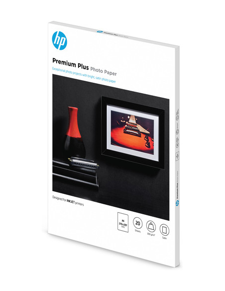HP Carta fotografica satinata Premium Plus, 300 g/m2, A4 (210 x 297 mm), 20 fogli