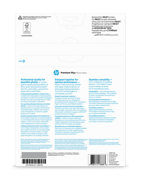 HP Carta fotografica satinata Premium Plus, 300 g/m2, A4 (210 x 297 mm), 20 fogli