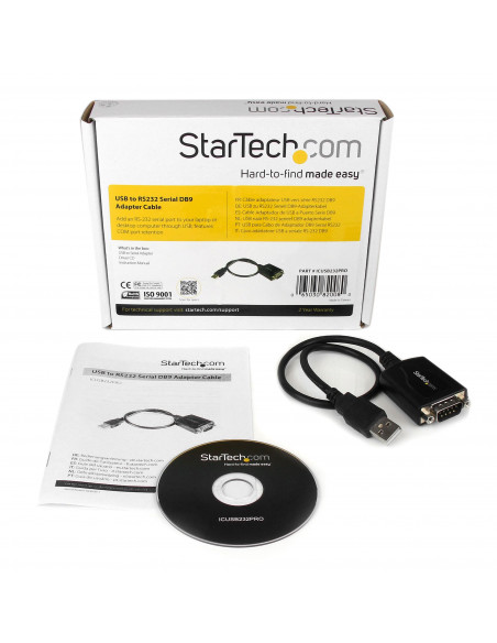StarTech.com Cavo adattatore DB9 USB a seriale RS-232 30 cm, con interfaccia COM