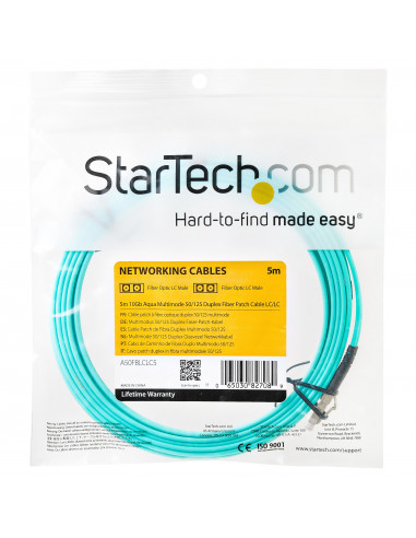 StarTech.com Cavo di rete patch Duplex in fibra ottica multimodale LSZH 50/125 da 10 Gb 5m LC-LC - acqua