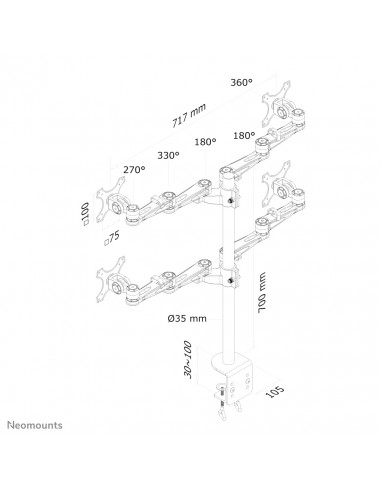 Neomounts FPMA-D935D4 Braccio per monitor 10-27"